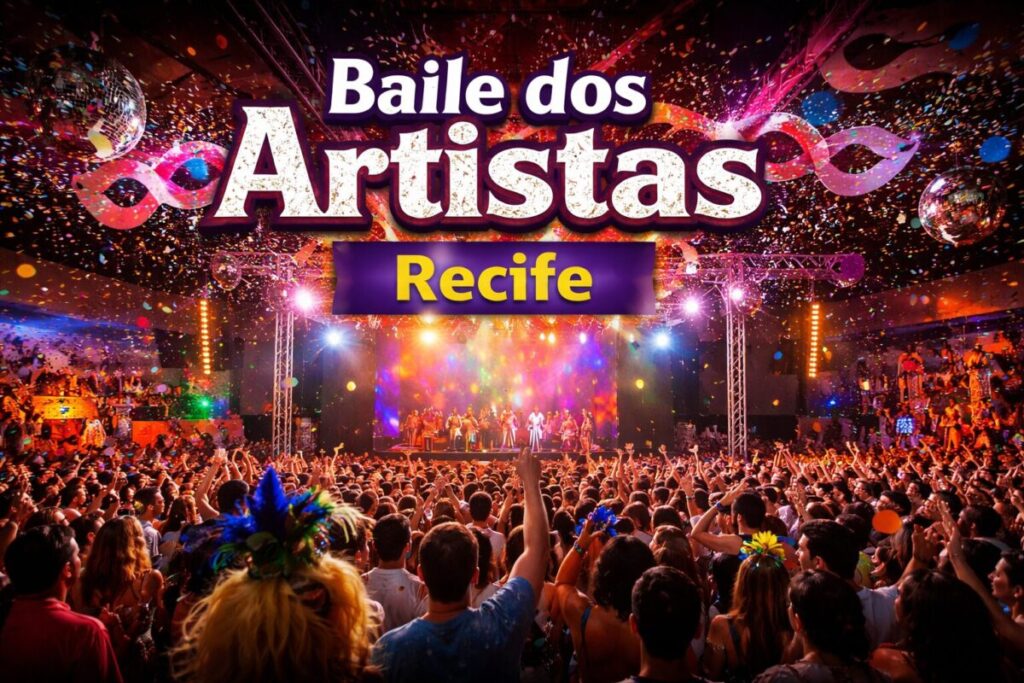 Festa Baile dos Artistas no Recife com público e palco iluminado