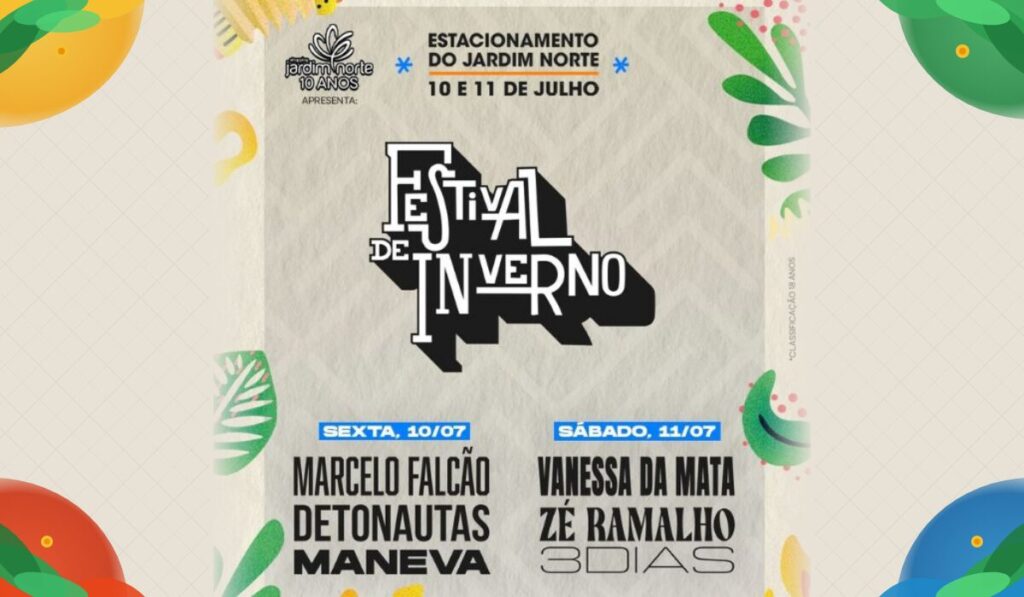 Festival de Inverno 2026 em Juiz de Fora com artistas no palco e público animado