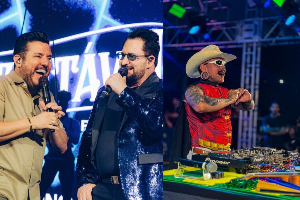 Atrações musicais da ExpoLondrina 2026, incluindo Leonardo, Gusttavo Lima e Zé Neto & Cristiano no Parque de Exposições Governador Ney Braga.