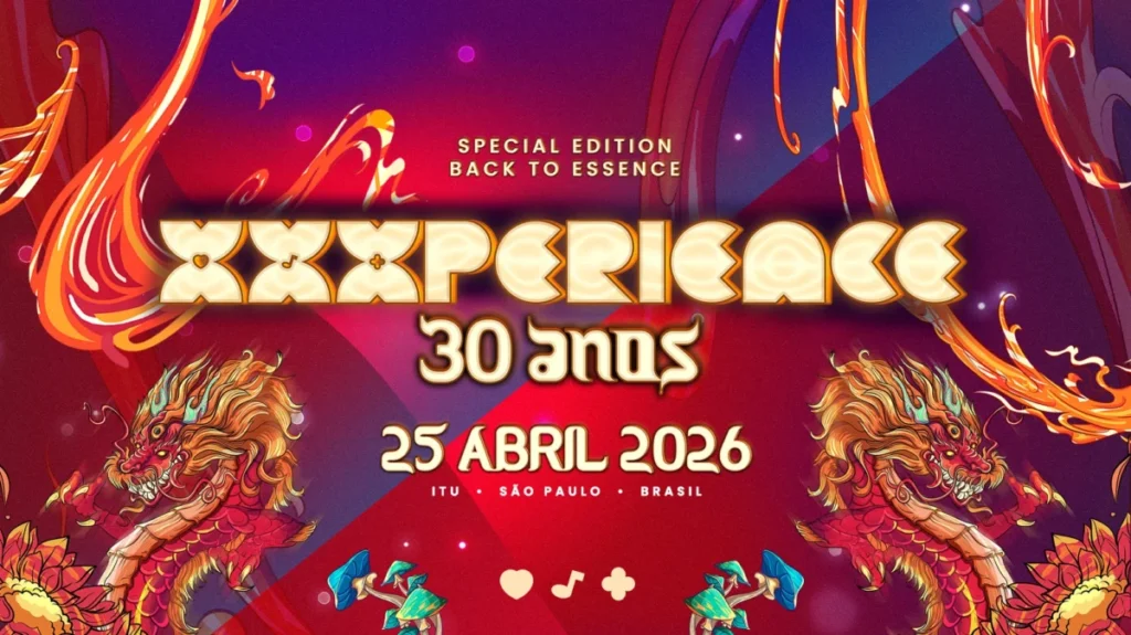 Público vibrante aproveitando o festival XXXPERIENCE 2026 em Itu, SP com apresentações de DJs renomados e um ambiente interativo.