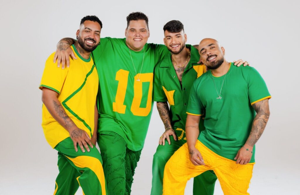 Agenda de shows do grupo Menos é Mais para 2026 com datas e locais de apresentação.
