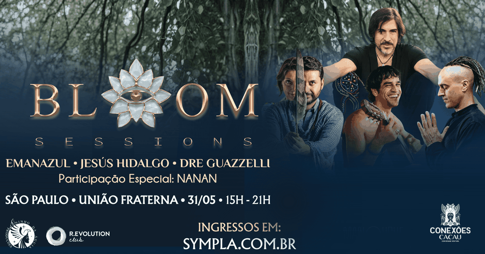 Imagem do evento Bloom Sessions 2026 em São Paulo, destacando música, espiritualidade e conexão comunitária.