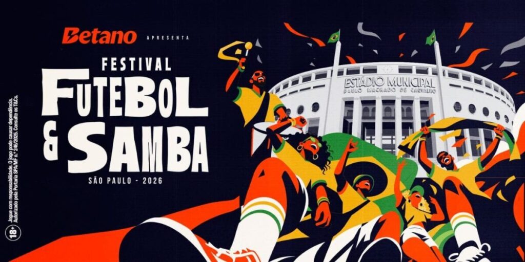 Festival Futebol & Samba 2026 em São Paulo com torcedores e apresentações de samba