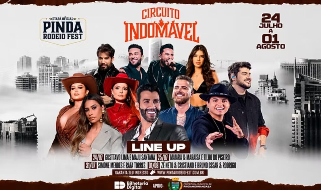 Pessoas se divertindo no Pinda Rodeio Fest 2026 em Pindamonhangaba