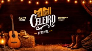 Pessoas se divertindo no Celeiro Festival 2026 em Curitiba, com churrasco e música sertaneja.